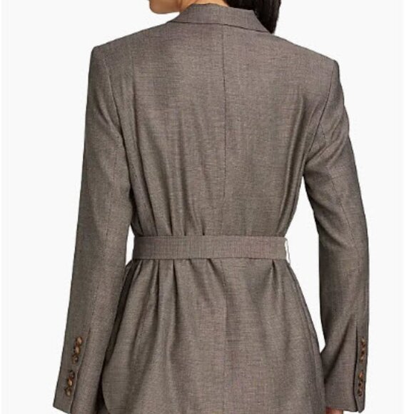 NWT Womens TWP Taupe Virgin Wool Blend Blazer Smoking Jacket S - Picture 2 of 16